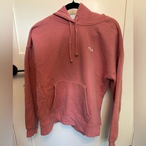 Fila women’s pullover fleece hoodie size XL in dusty rose. EUC